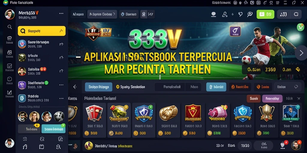 Tampilan utama gameplay taruhan di aplikasi 333V.
