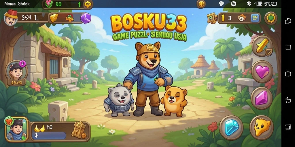 Screenshot gameplay BOSKU33 menampilkan tantangan puzzle yang menarik.