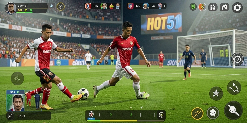 Menampilkan aksi mendebarkan dari permainan sepak bola HOT51.