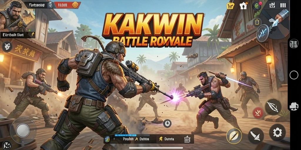Screenshot gameplay KAKWIN yang mendebarkan dalam pertarungan Battle Royale.