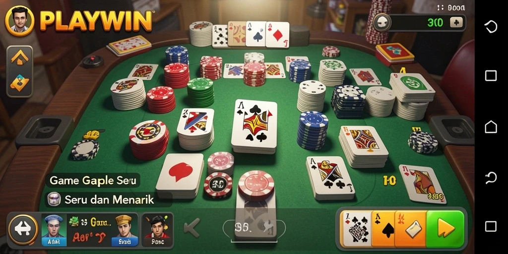 Tampilan menarik dari gameplay Gaple di PLAYWIN.