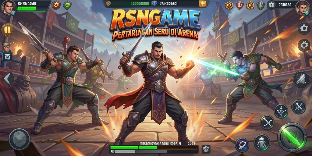 Gameplay seru RSNGAME dengan pertarungan intens.