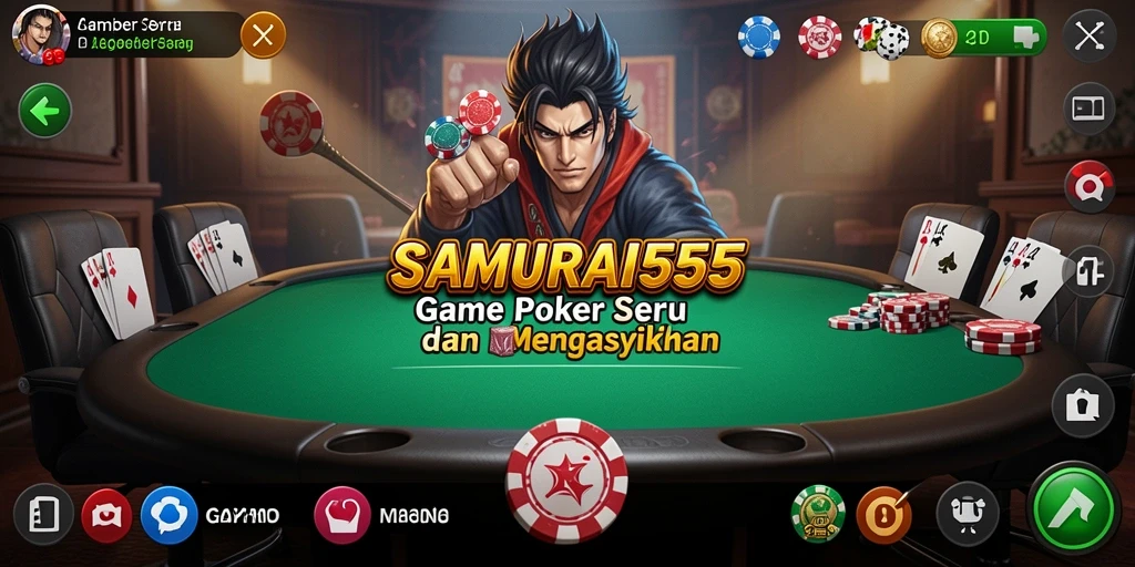 Screenshot gameplay SAMURAI555 yang menampilkan aksi Poker seru.