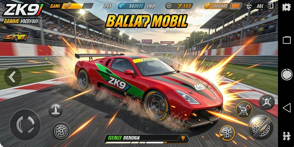 Tampilan gameplay <strong>ZK9</strong> yang seru dan menegangkan dalam balapan mobil.